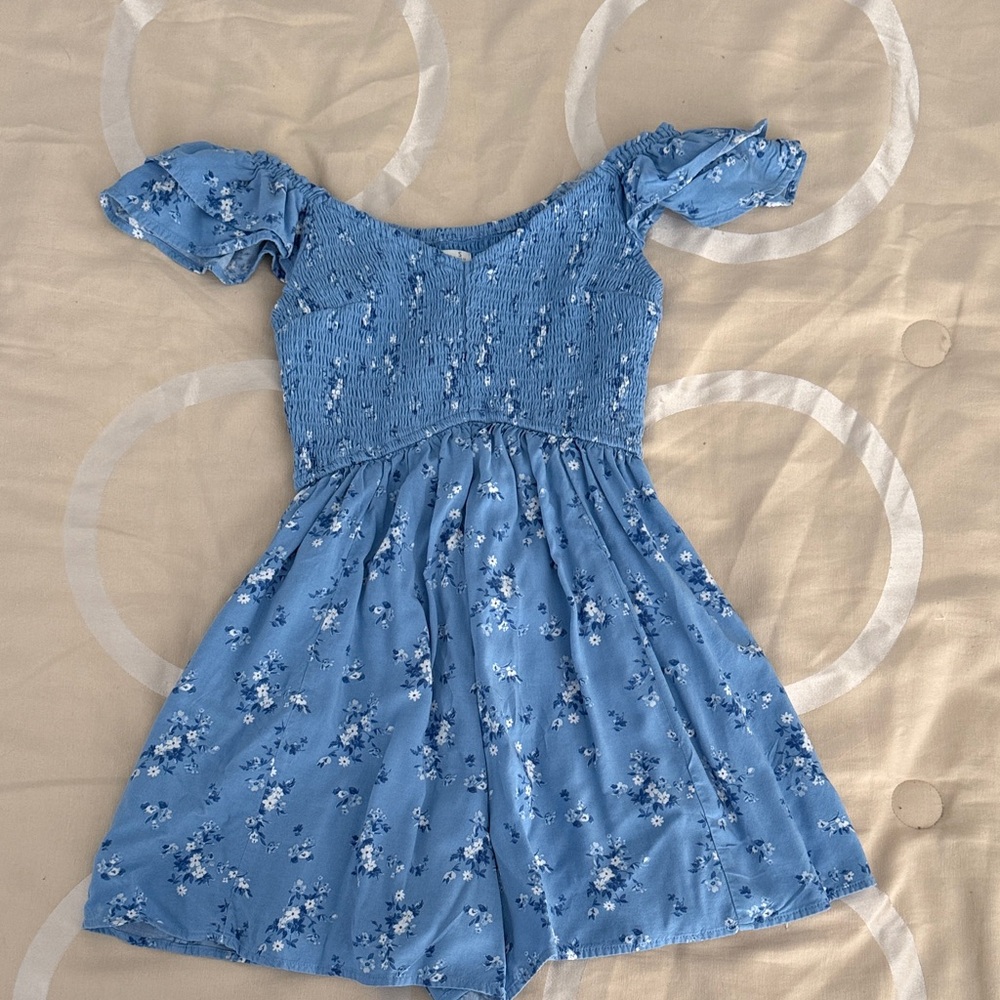 Hollister Blue Floral Casual Romper